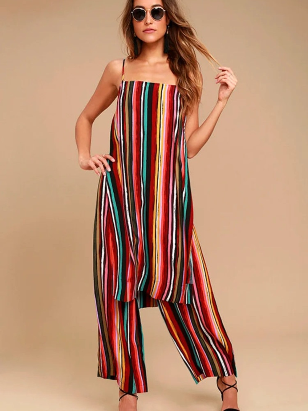 Free People Ruby Multi Striped Tunic Tank Top